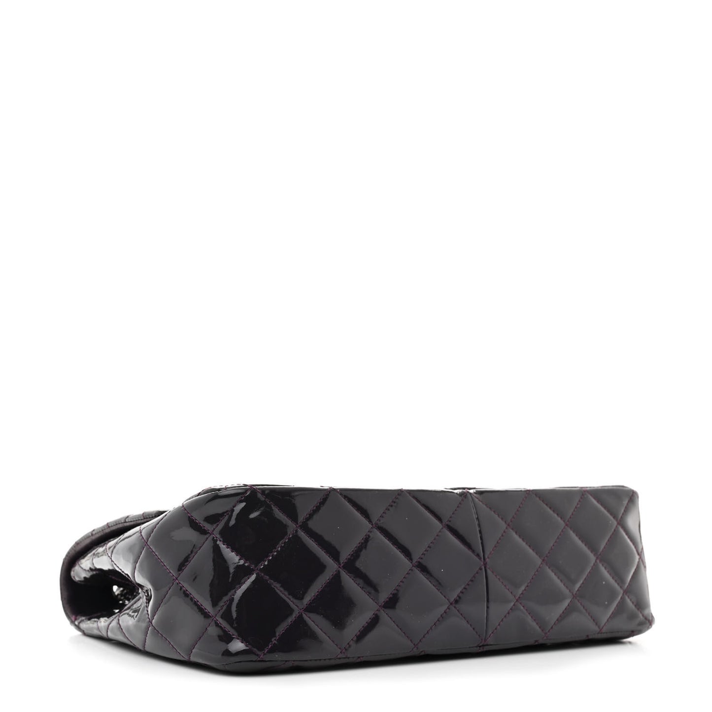 Patent Quilted Jumbo Single Flap Plum