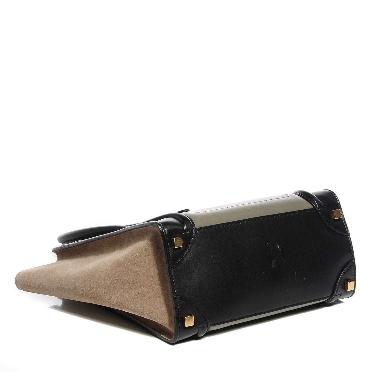 Satin Calfskin Suede Micro Tri-Color Luggage Almond