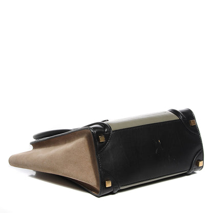 Celine Satin Calfskin Suede Micro Tri-Color Luggage Almond 5 of 9