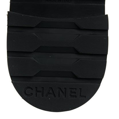 Chanel Shiny Goatskin Calfskin Quilted Lace Up Combat Boots 39.5 Black 6 of 10