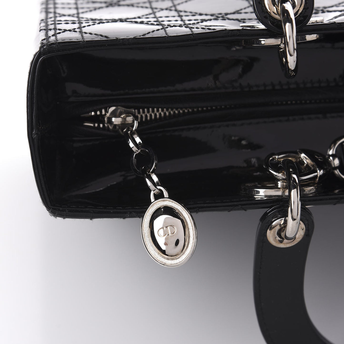 Patent Cannage Stitched Large Lady Dior Black