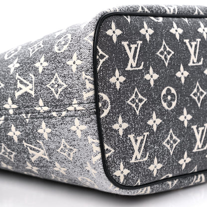 Louis Vuitton Denim Monogram Jacquard Neverfull MM Grey 7 of 8