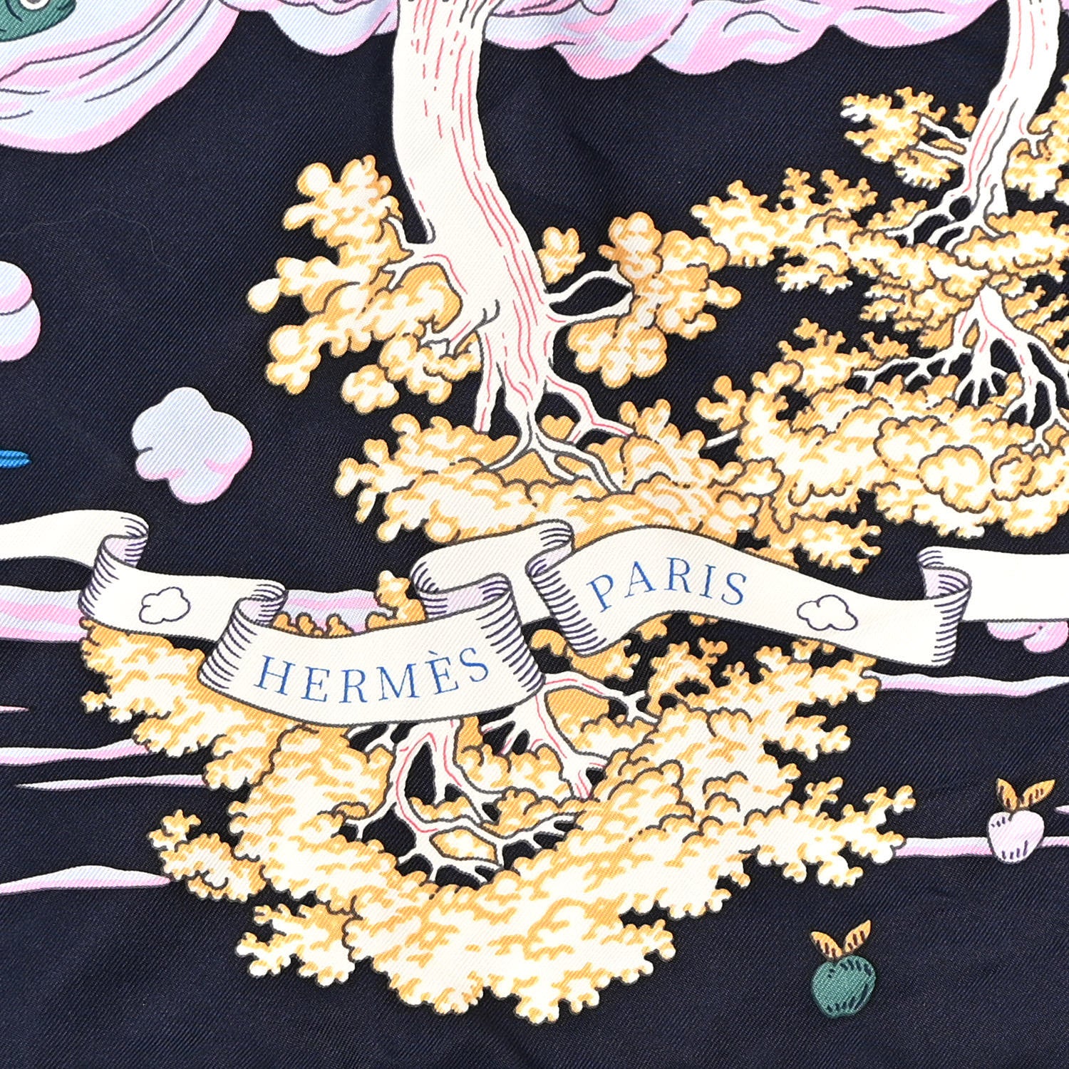 Hermes Silk Sur Mon Nuage Scarf 90 Bleu Black Mauve Multicolor 2 of 4