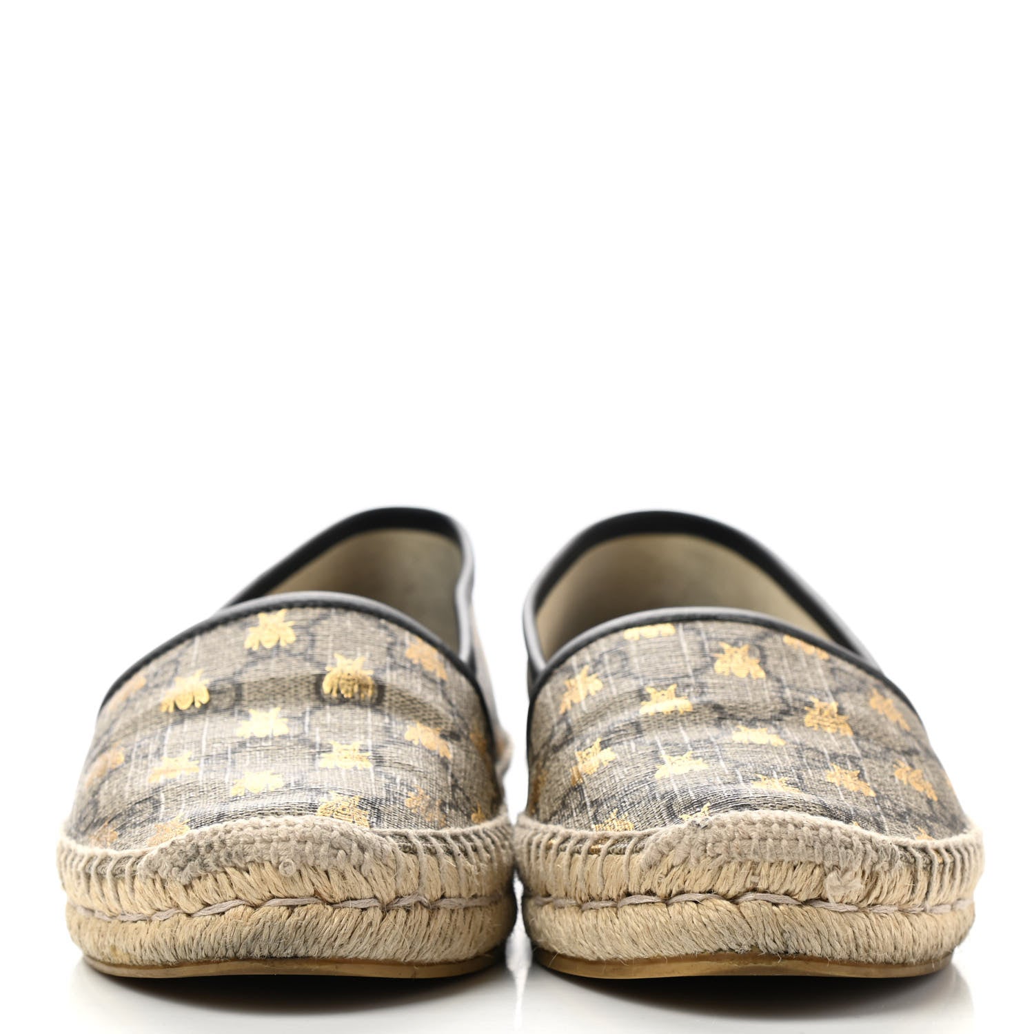 Gucci GG Supreme Monogram Bees Espadrille Flats 38 Beige Ebony Oro Black 2 of 15