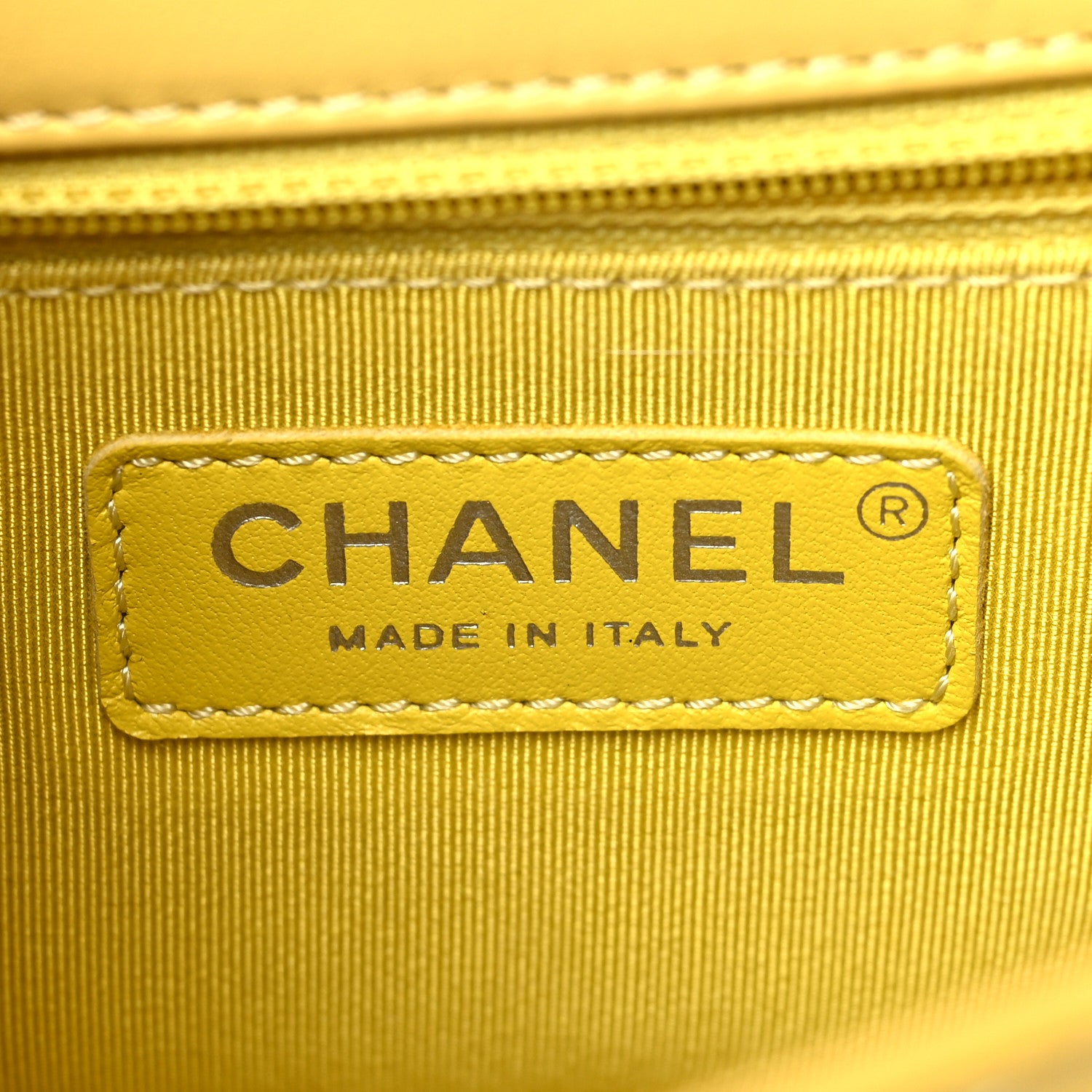 Chanel Calfskin Stitched Small Ring My Bag Flap Crossbody Yellow 6 of 10