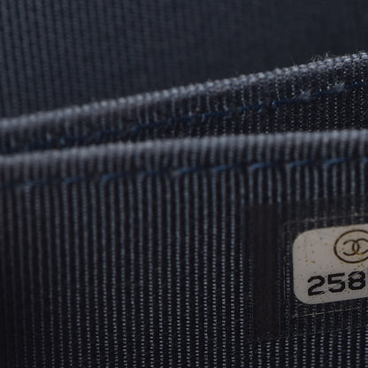 Chanel Metallic Caviar Quilted Zip Coin Purse Dark Blue 7 of 8