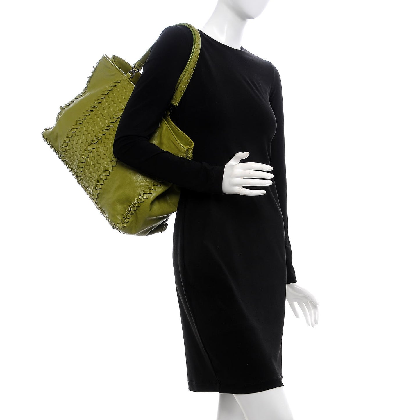 Nappa Fringe Intrecciato Tote Green