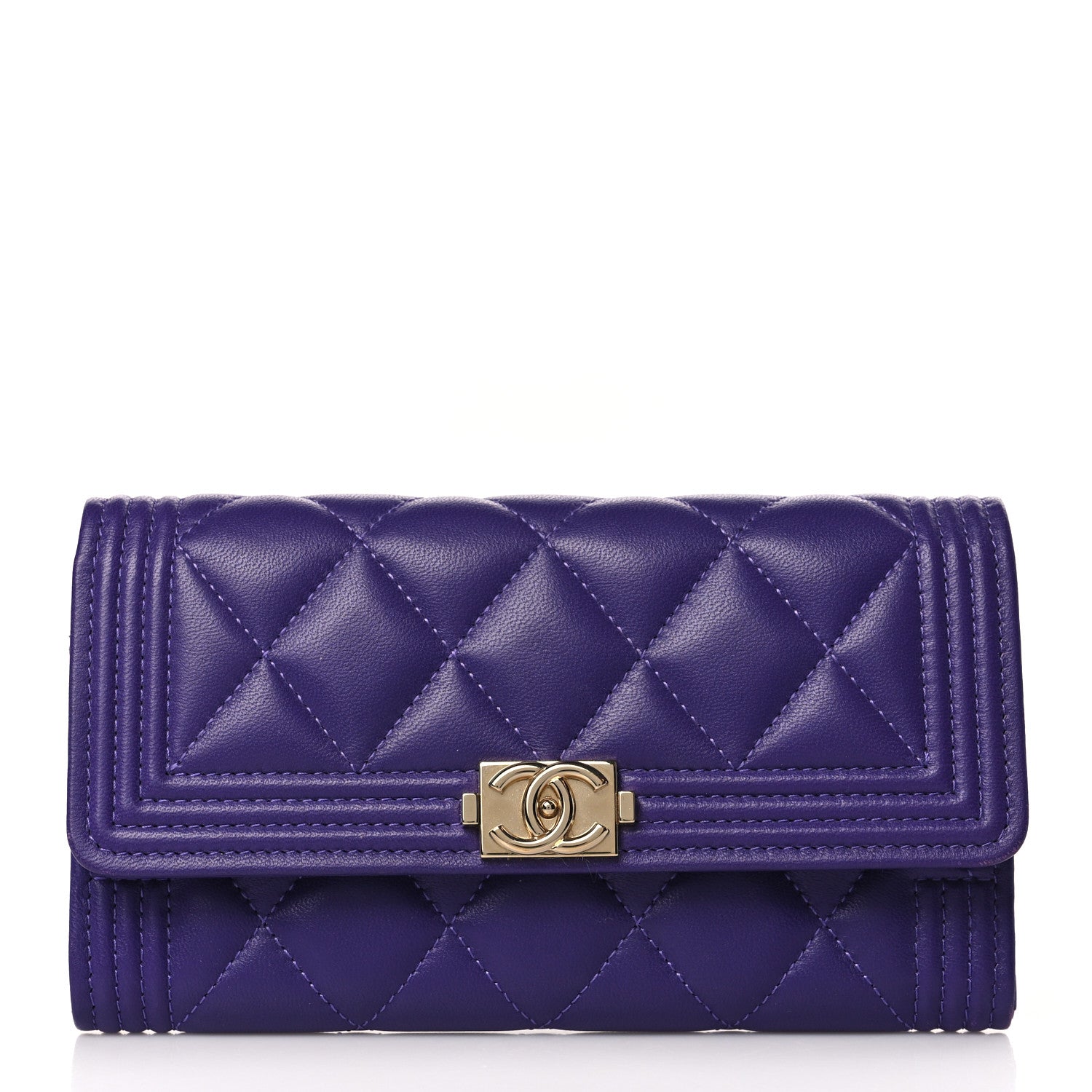 Chanel Lambskin Quilted Medium Boy Flap Wallet Purple 1 of 11