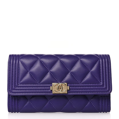 Chanel Lambskin Quilted Medium Boy Flap Wallet Purple 1 of 11
