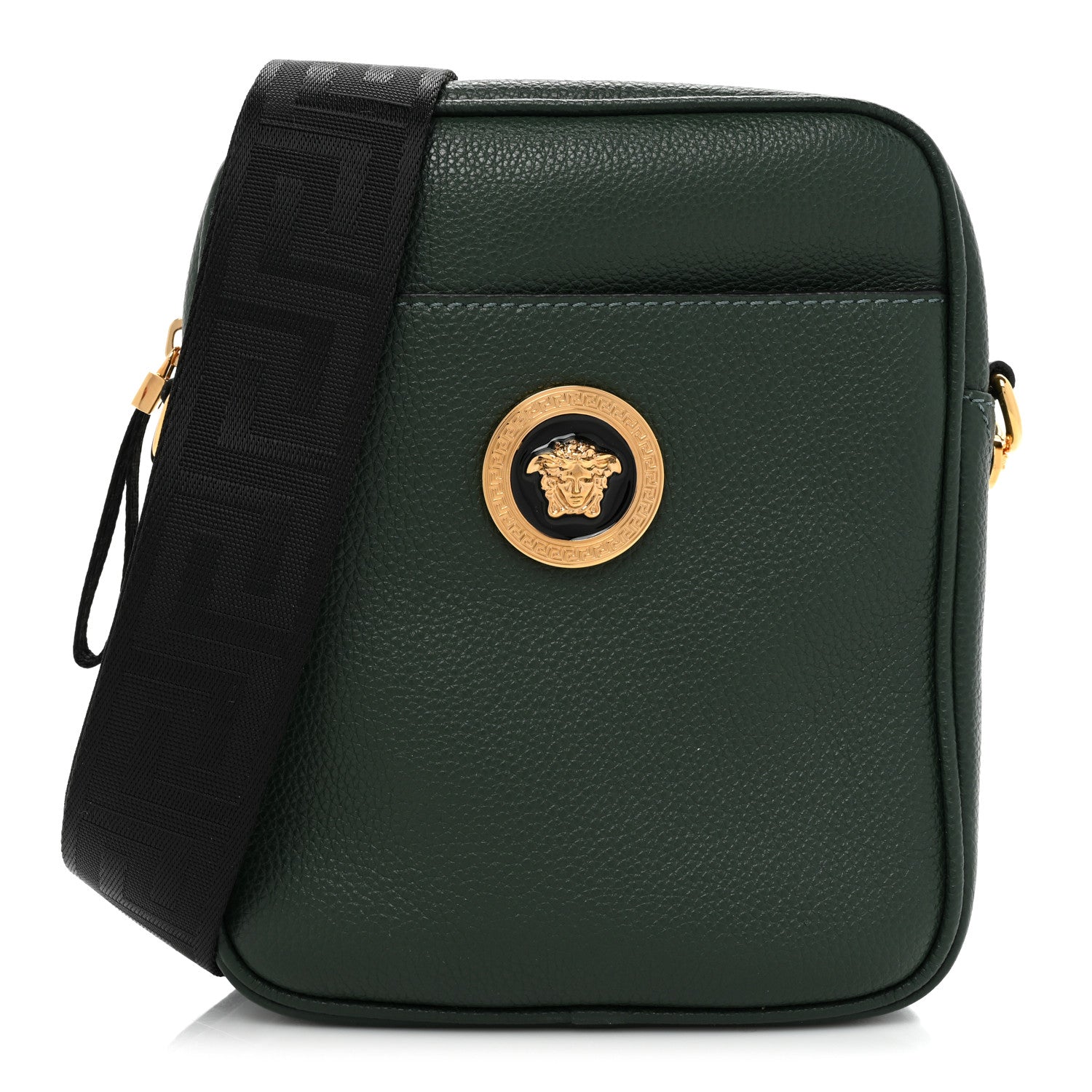 Versace Grained Calfskin Small Medusa Messenger Bag Green 1 of 11