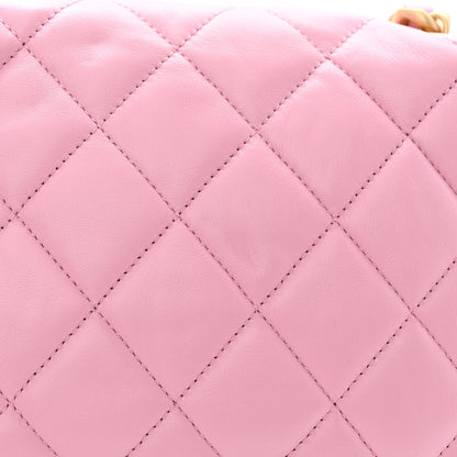 Chanel Lambskin Quilted Small Lacquered Chain Flap Pink 11 of 12