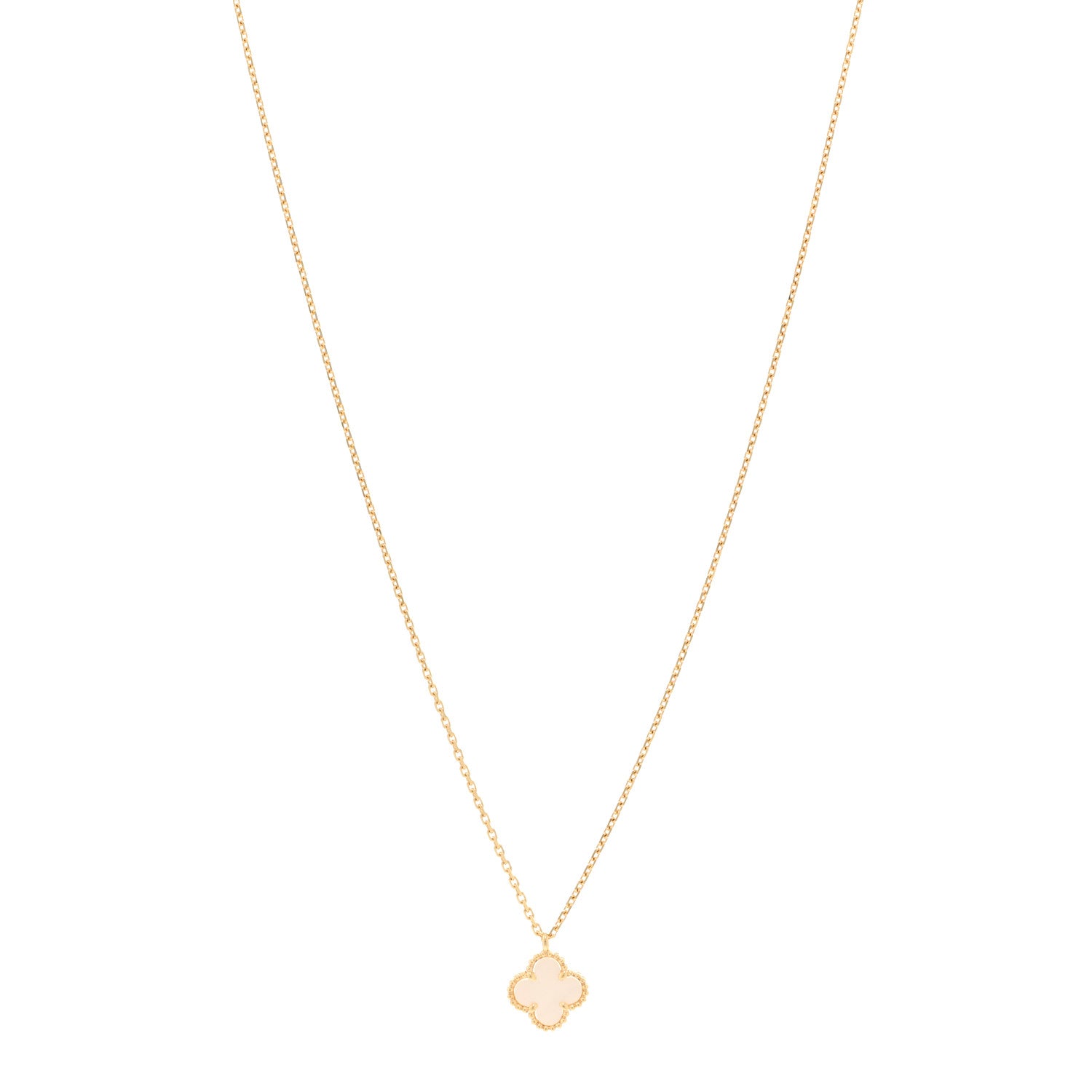 Van Cleef & Arpels 18K Yellow Gold Mother of Pearl Sweet Alhambra Pendant Necklace 1 of 5