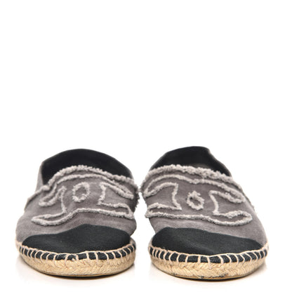 Chanel Denim Toile CC Espadrilles 38 Grey Black 3 of 9