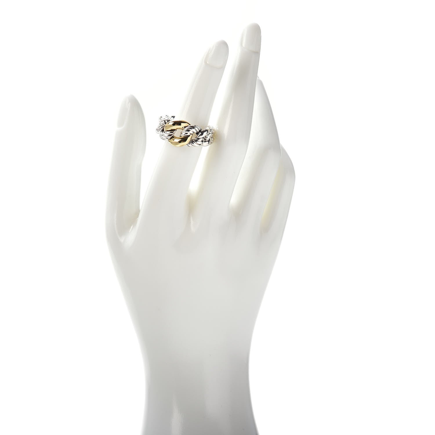 David Yurman Sterling Silver 18K Yellow Gold Belmont Ring 54 6.75 2 of 5