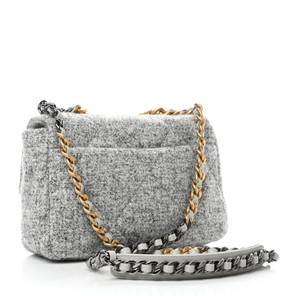 Chanel Tweed Quilted Medium Chanel 19 Flap Grey Ecru 2 of 4