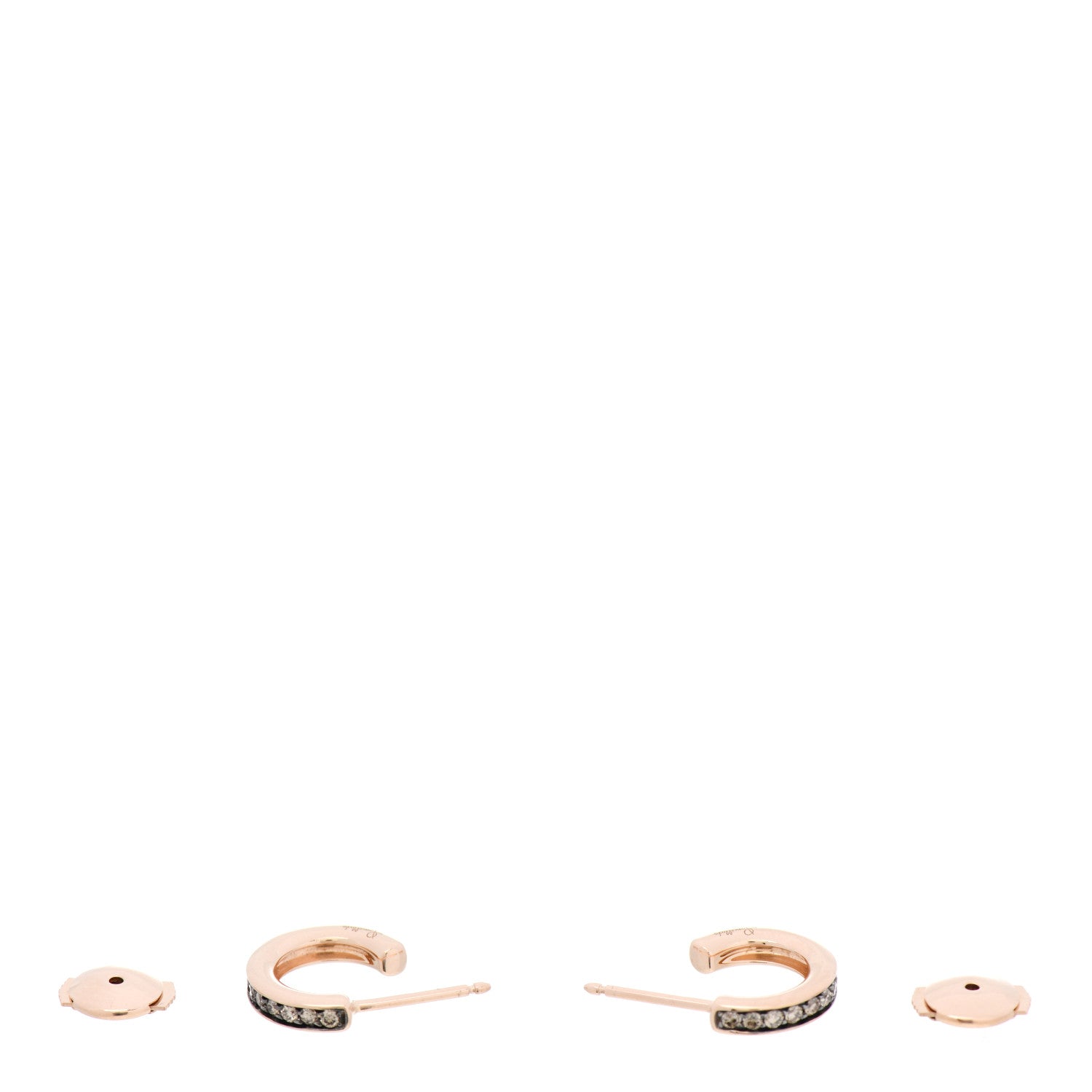 Pomellato 18K Rose Gold Brown Diamond Iconica Small Hoop Earrings 3 of 5
