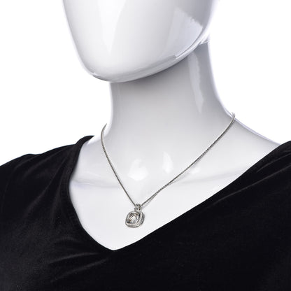 David Yurman Sterling Silver Diamond White Topaz 11mm Albion Pendant Necklace 2 of 5