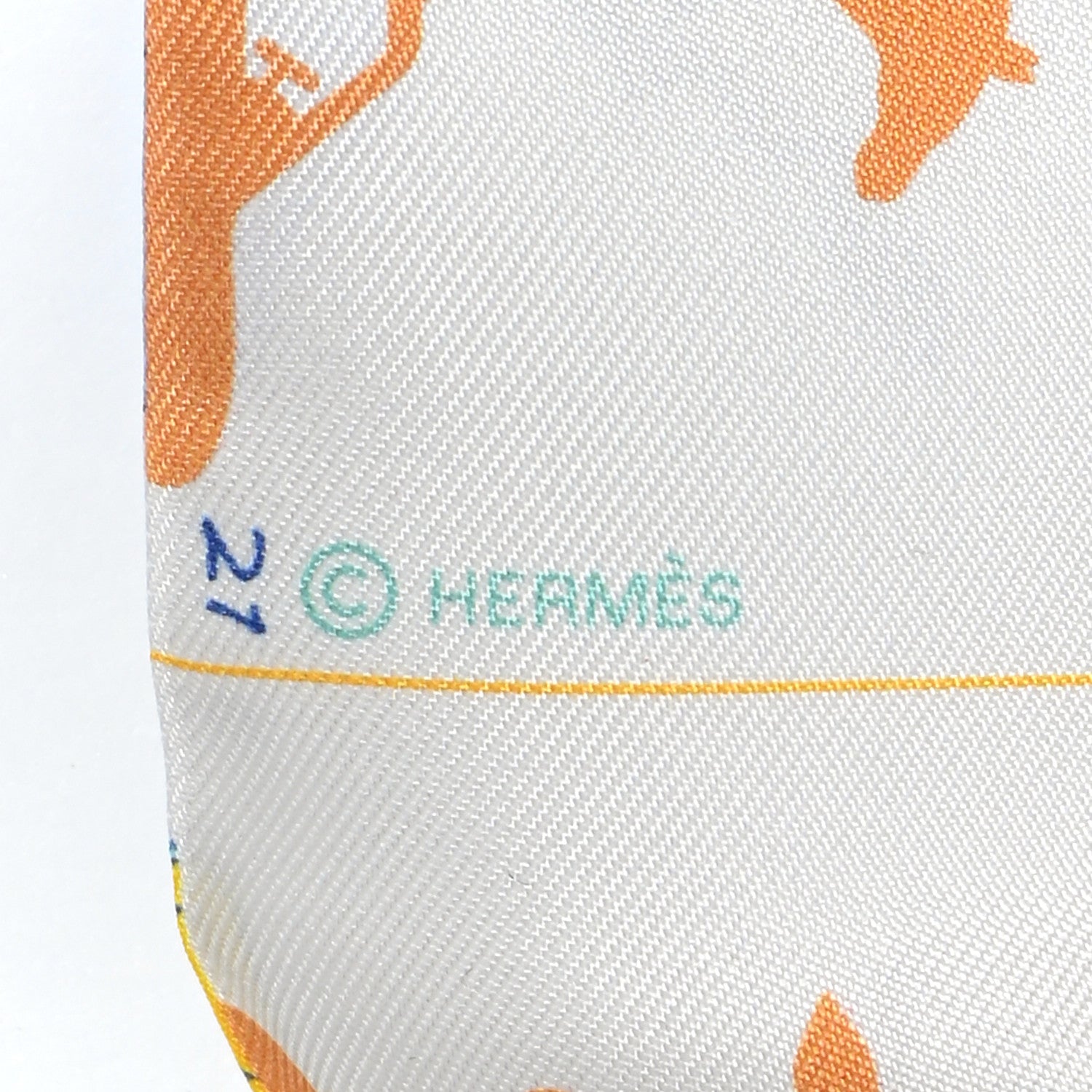 Hermes Silk Parade CG Twilly Gris Perle Vert Jaune 3 of 11