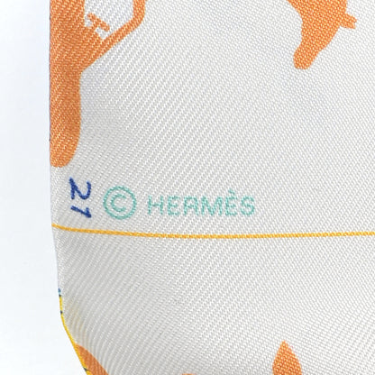 Hermes Silk Parade CG Twilly Gris Perle Vert Jaune 3 of 11
