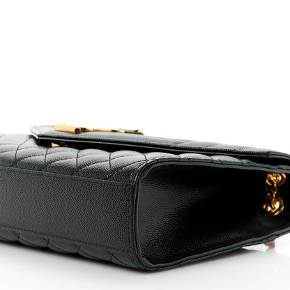 Saint Laurent Grain De Poudre Textured Mixed Matelasse Triquilt Medium Monogram Satchel Black 11 of 11