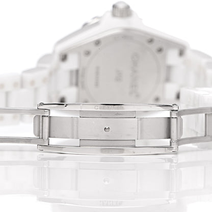Chanel Stainless Steel Ceramic Diamond 33mm J12 Quartz Watch White 6 of 8