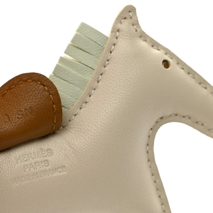 Hermes Milo Lambskin Grigri Rodeo Horse Bag Charm PM Craie Vert Fizz Kraft 3 of 3