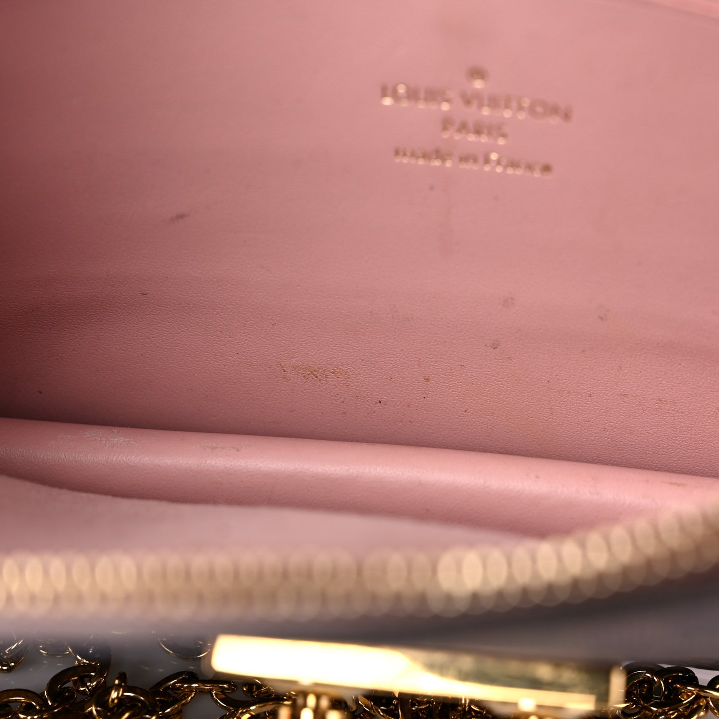 Damier Ebene Croisette Chain Wallet Magnolia