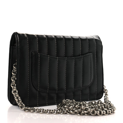 Chanel Lambskin Vertical Quilted Wallet On Chain WOC Black 3 of 9