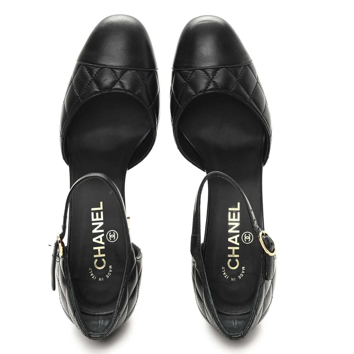 Chanel Lambskin Quilted Cap Toe Mary Jane Pumps 39.5 Black 5 of 10