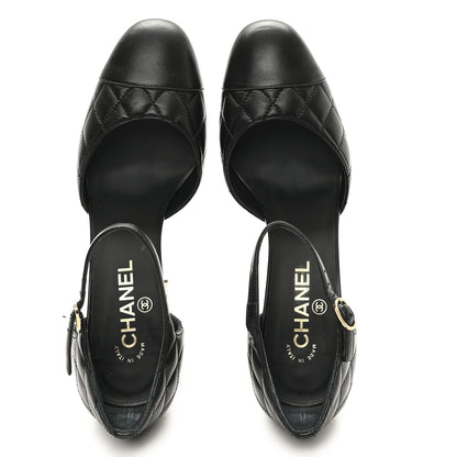 Chanel Lambskin Quilted Cap Toe Mary Jane Pumps 39.5 Black 5 of 10