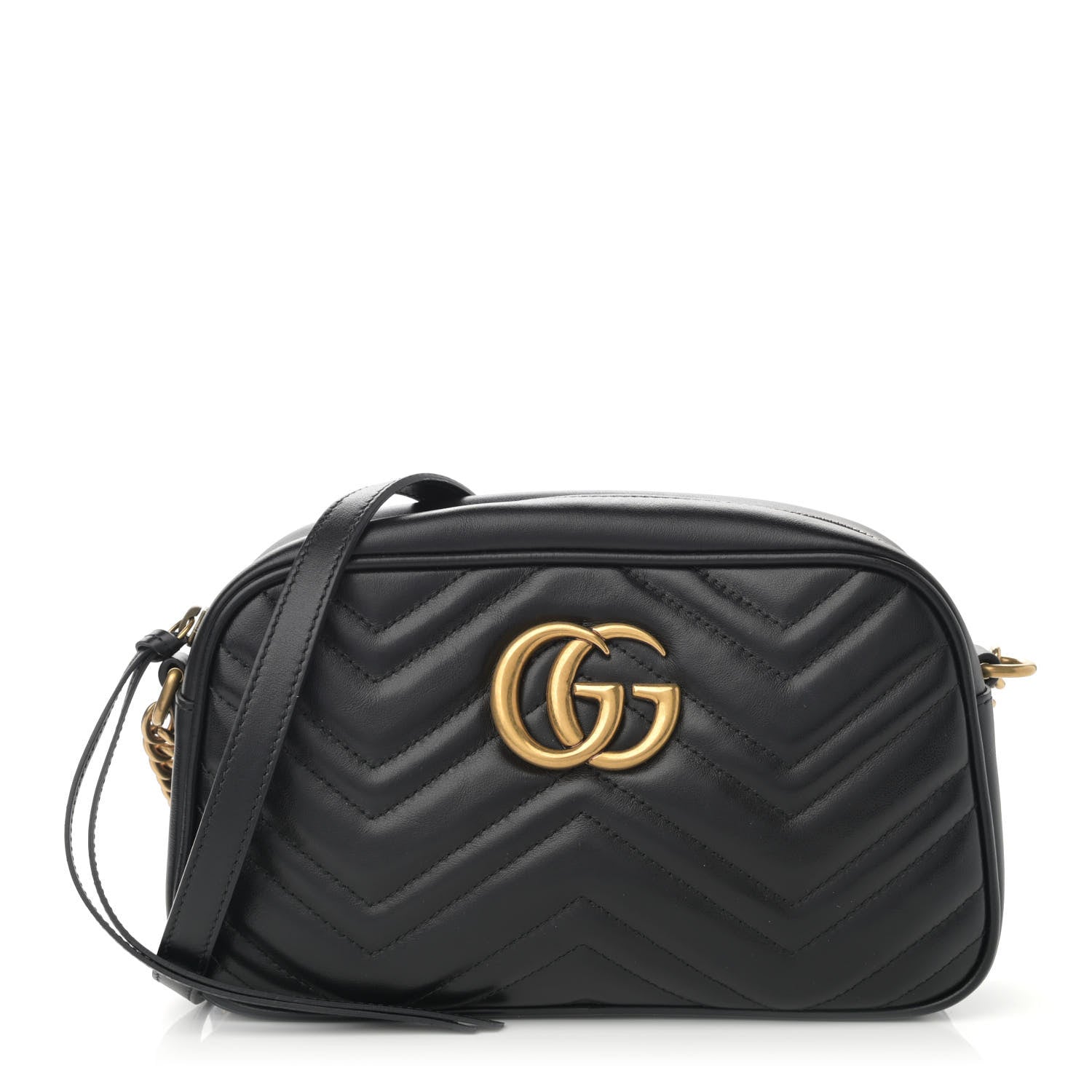 Gucci Calfskin Matelasse Small GG Marmont Chain Shoulder Bag Black 1 of 11
