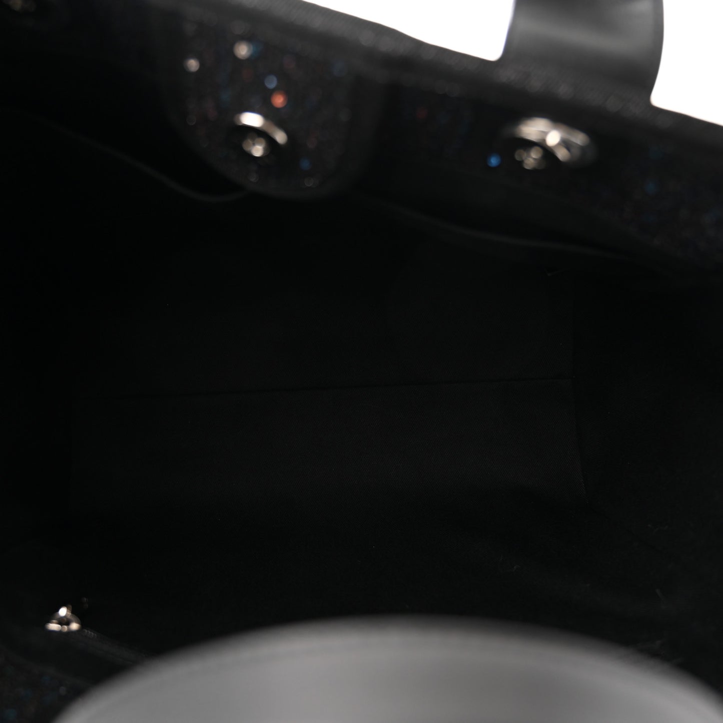 Calfskin Sequin Small Deauville Tote Black