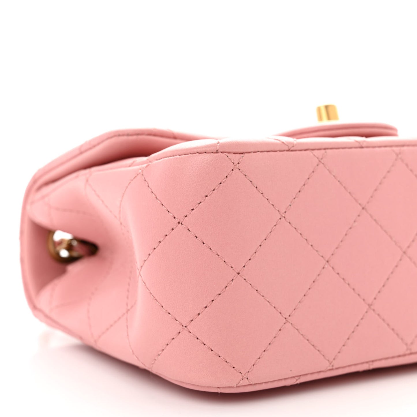 Lambskin Quilted Mini Pearl Crush Flap Pink