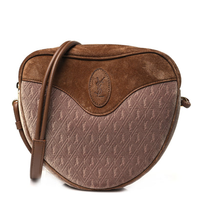 Saint Laurent Velvet Suede Le Monogramme Coeur Crossbody Brown 1 of 10