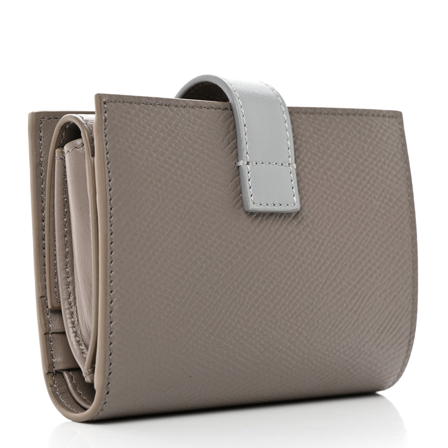 Grained Calfskin Small Multifunction Strap Wallet Pebble Mineral