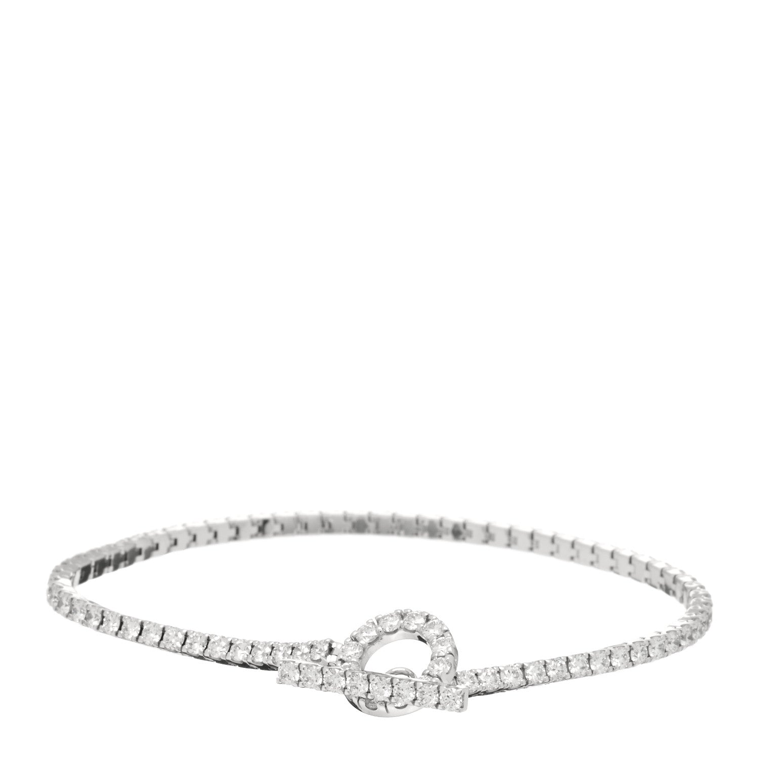 Hermes 18K White Gold Diamond Finesse Link Bracelet SH 1 of 4