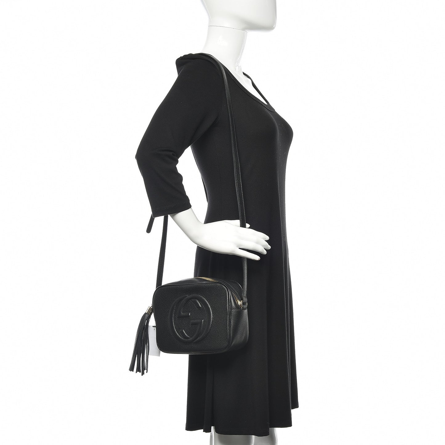 Pebbled Calfskin Small Soho Disco Bag Black