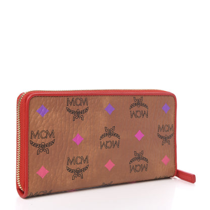MCM Skyoptic Visetos Zip Around Wallet Cognac Red 3 of 7