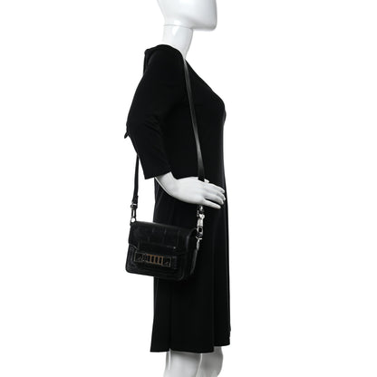 Proenza Schouler Calfskin Crocodile Embossed PS11 Tiny Shoulder Bag Black 2 of 12