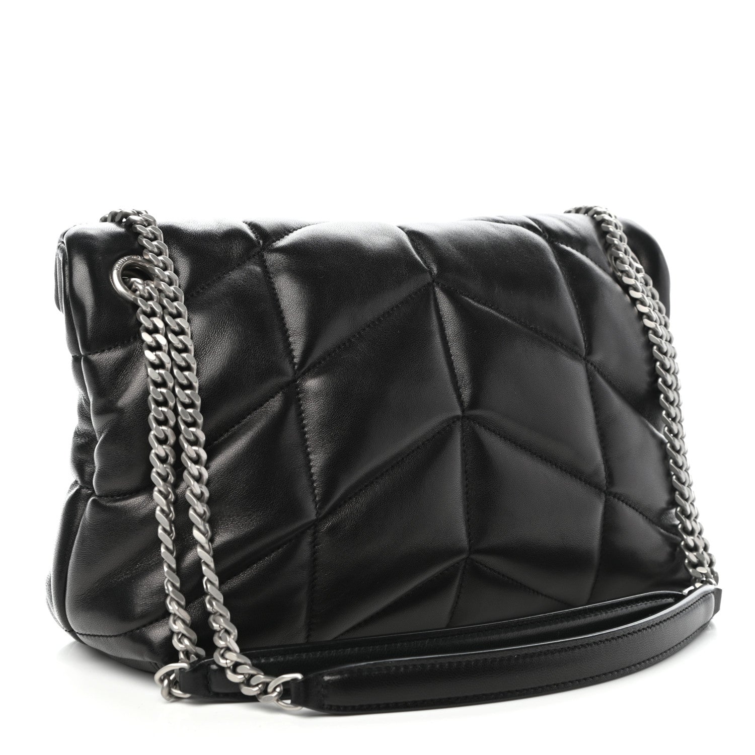 Saint Laurent Lambskin Quilted Small Loulou Puffer Monogram Chain Satchel Black 3 of 10