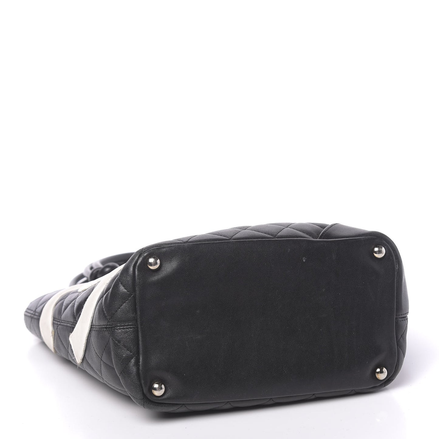 Calfskin Quilted Medium Cambon Tote Black White