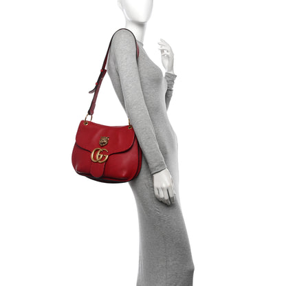 Gucci Cellarius Calfskin Feline GG Marmont Flap Shoulder Bag Vulcanic Red 2 of 10