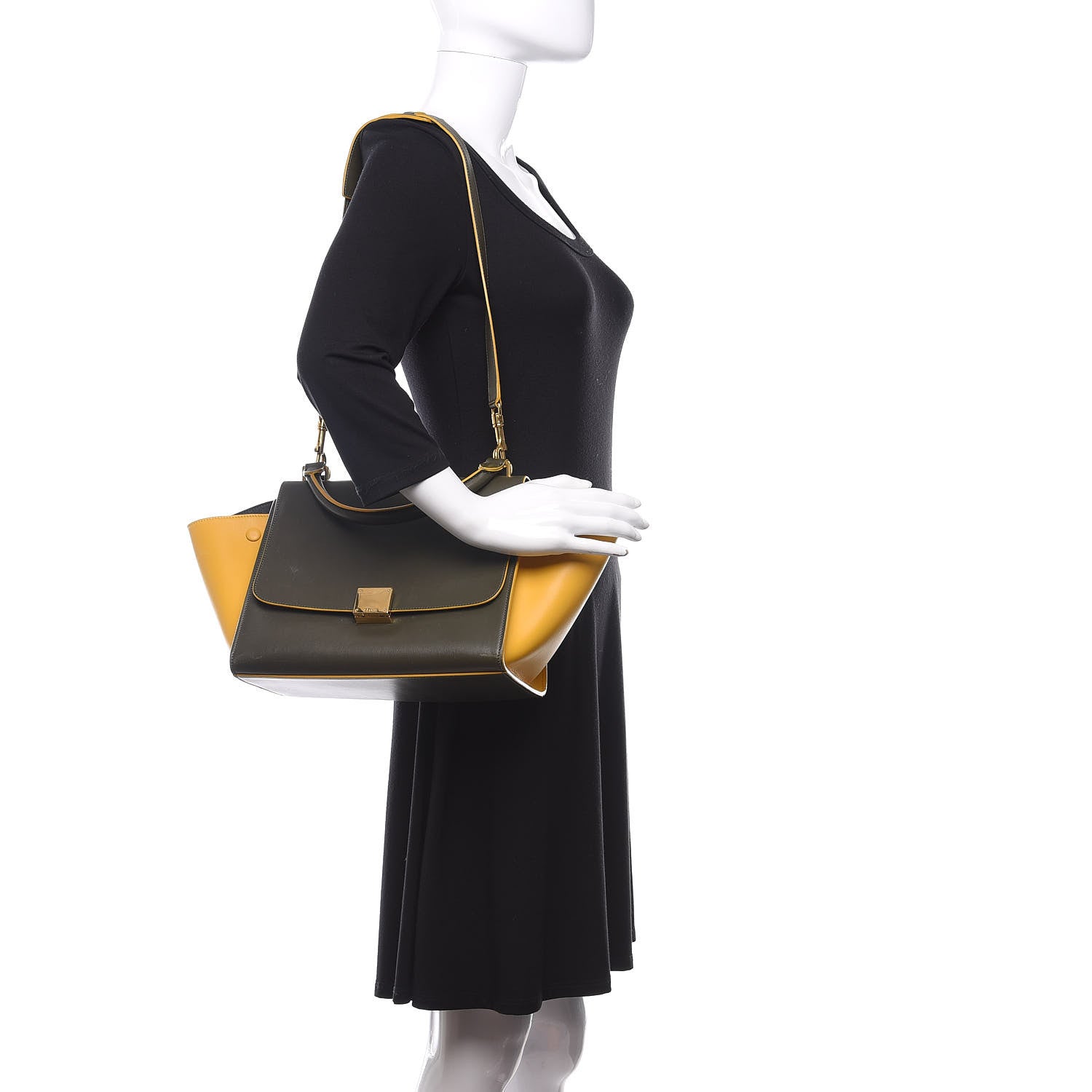 Celine Calfskin Small Bi-Color Trapeze Yellow 2 of 13