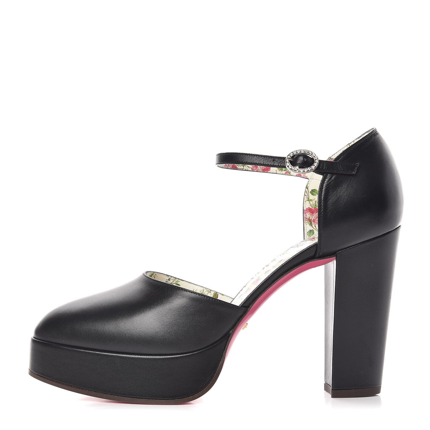 Calfskin Embellished Agon Ankle Strap Platform Pumps 40.5 Black