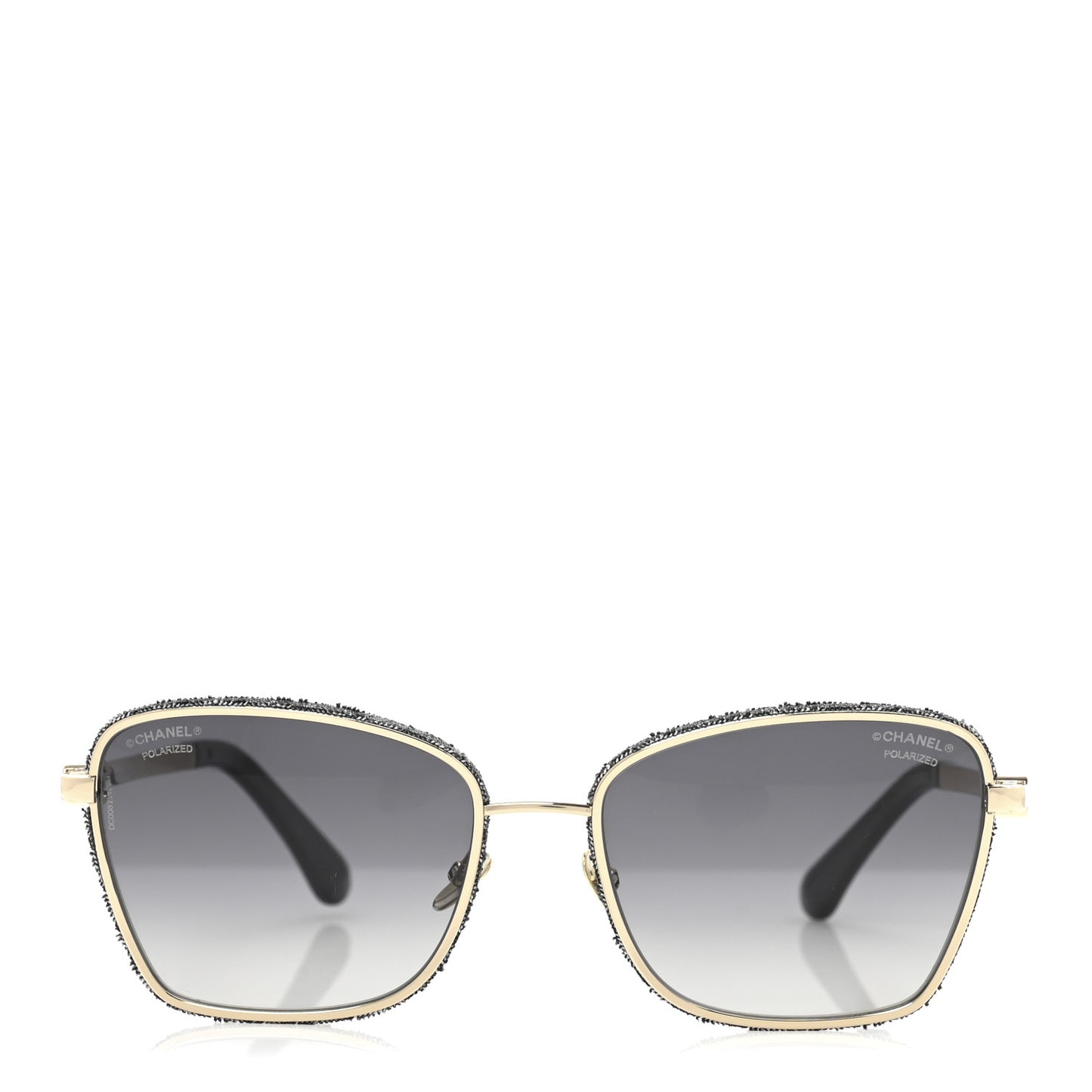 Metal Calfskin Denim Sunglasses 4289-Q Black