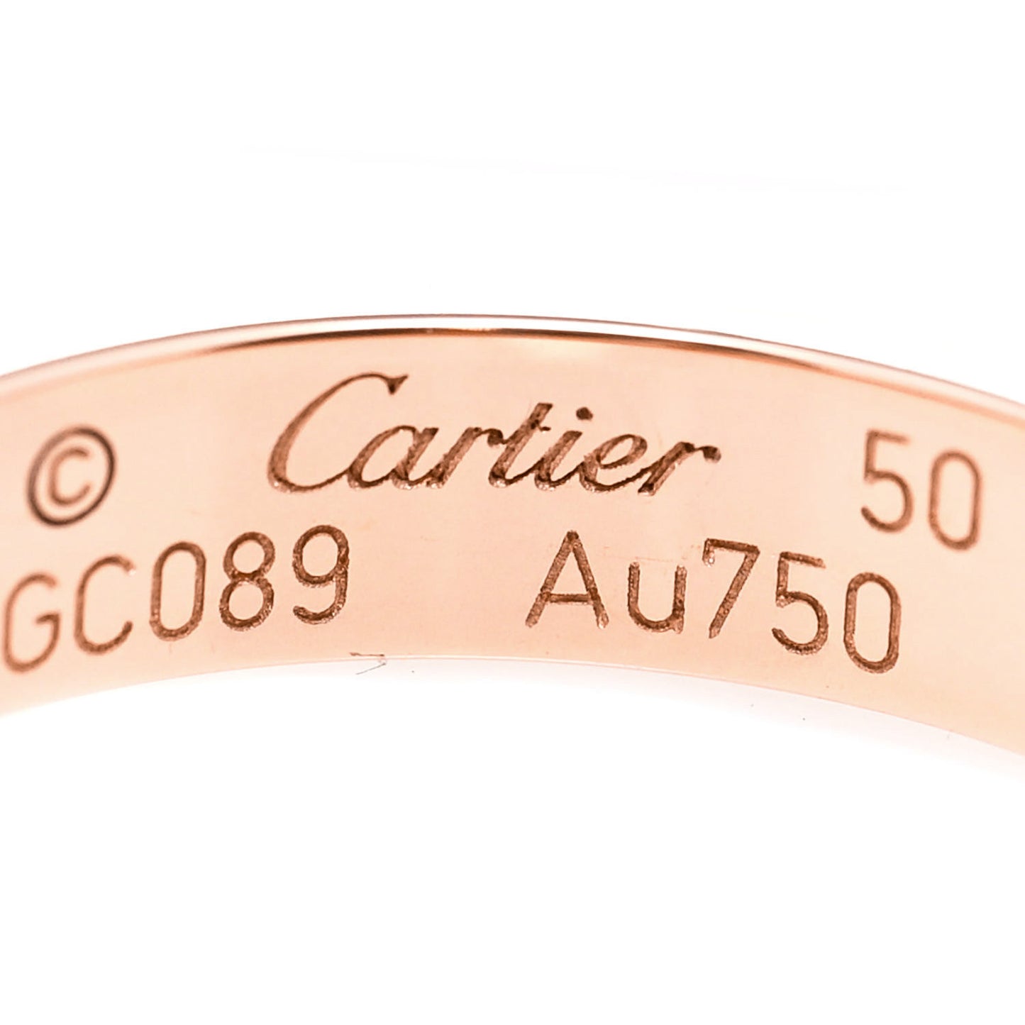 18K Pink Gold 3.5mm LOVE Wedding Band Ring 50 5.5