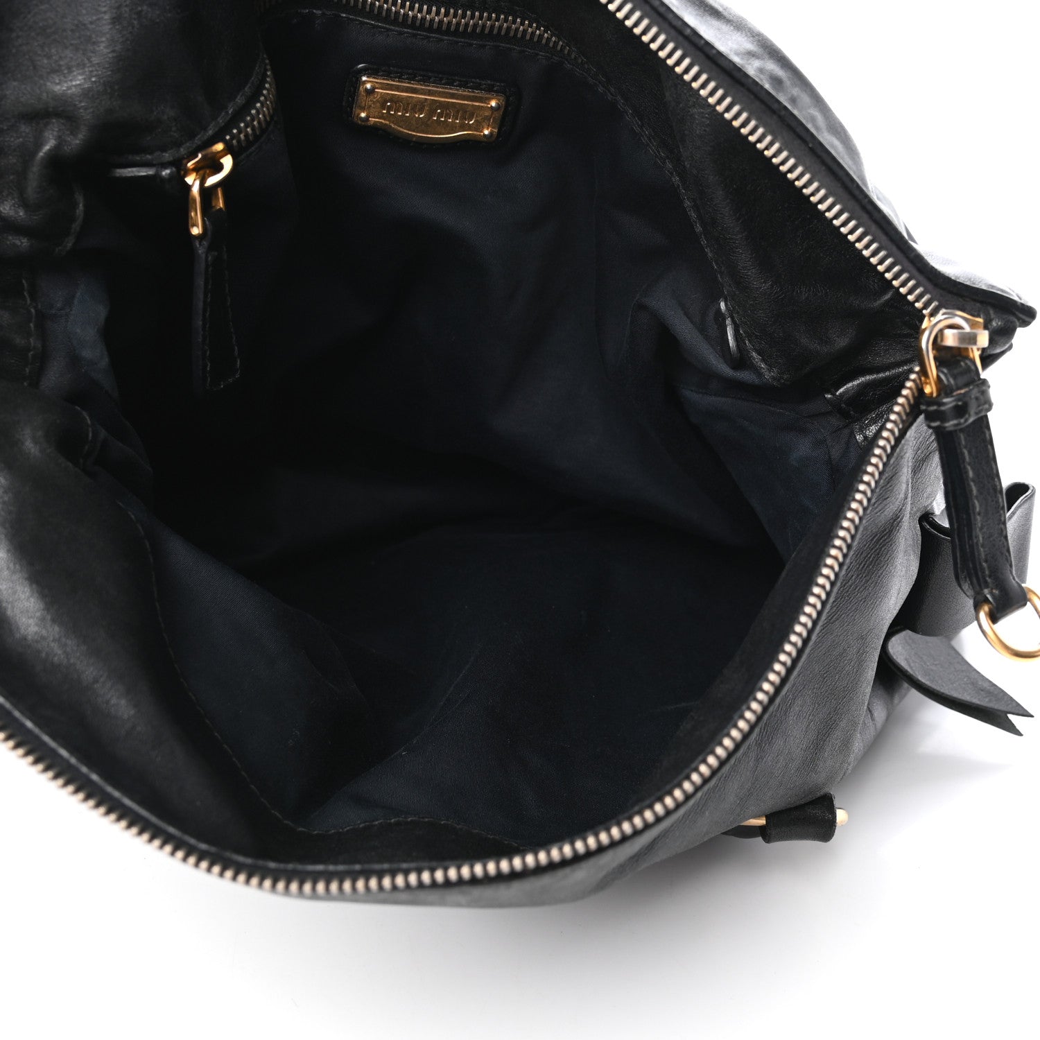 Miu Miu Vitello Lux Bow Bag Black 780602 – FASHIONPHILE