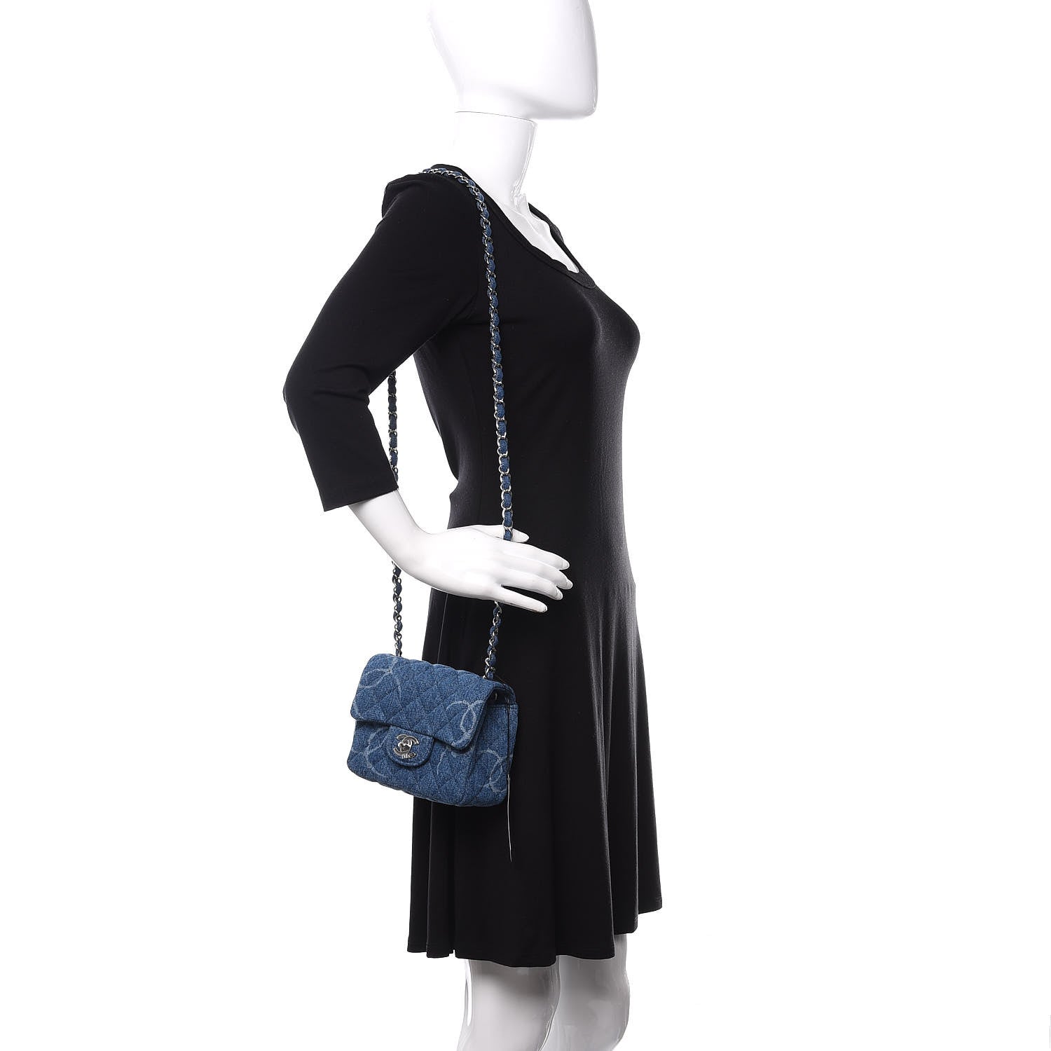 Chanel Denim CC Quilted Mini Square Flap Blue 2 of 11