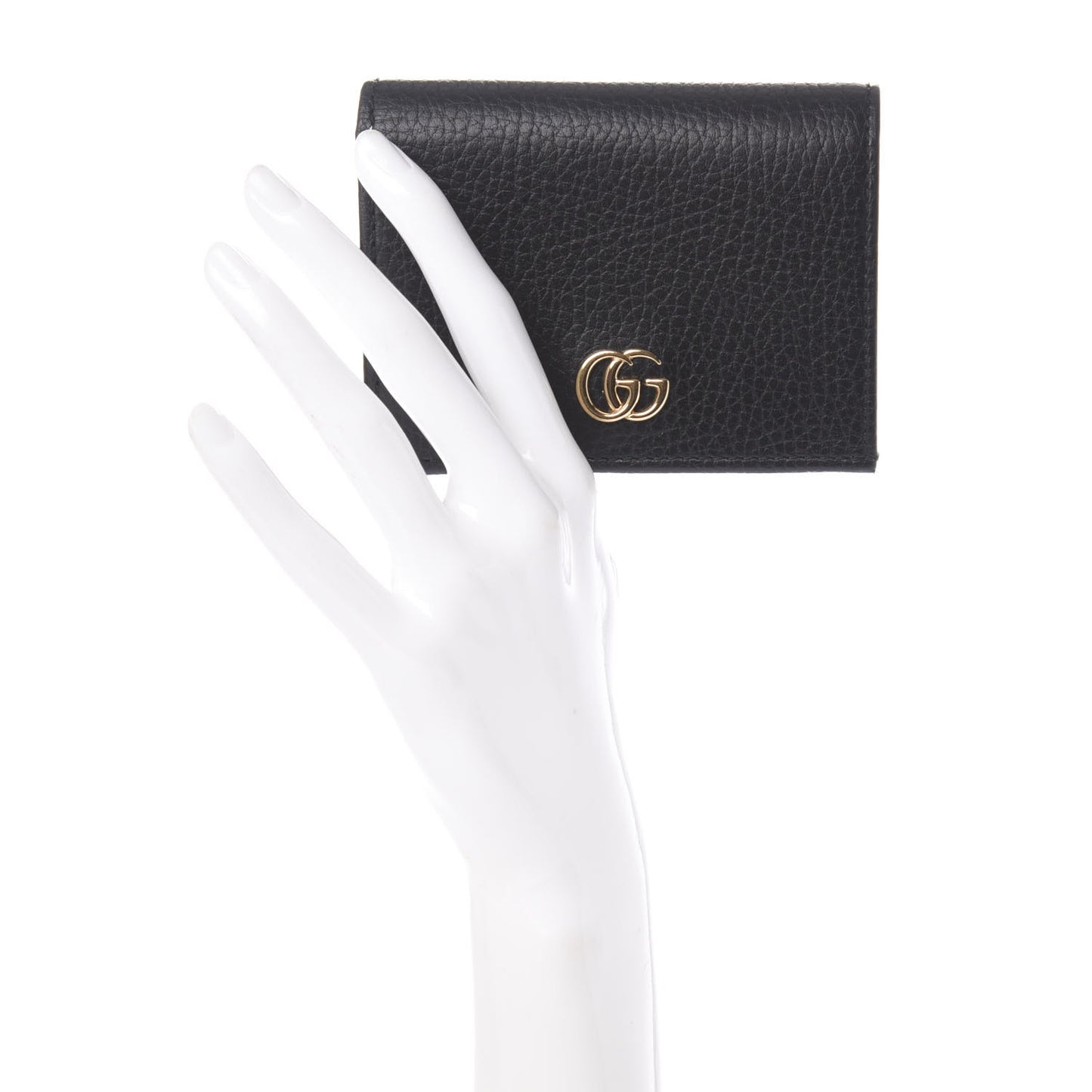 Pebbled Calfskin GG Marmont Card Case Black