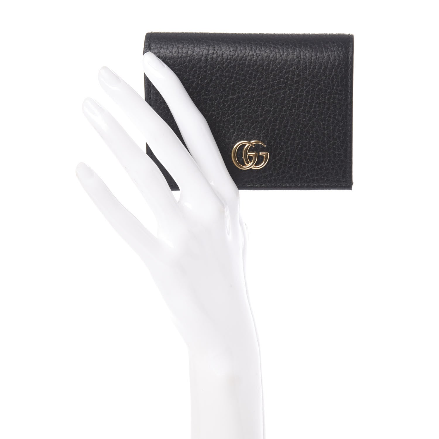 Gucci Pebbled Calfskin GG Marmont Card Case Black 2 of 8